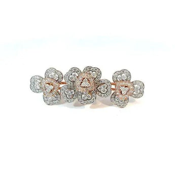 3.86 Carat Diamond Floral Heart Statement Ring in 14Kt Rose Gold