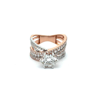 3.82 Carat Premium Round Diamond Ring with Multi Row Band