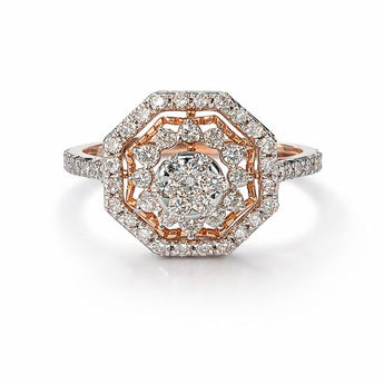 Luxurious Octagonal Diamond Halo Statement Ring