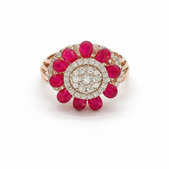 1.29 Carat Diamond Multi-Row Floral Statement Ring