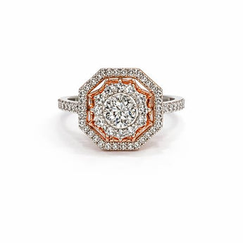 Luxurious Octagonal Diamond Halo Statement Ring