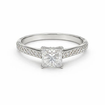 1.18 Carat Elegant Princess Cut Diamond Ring with Side Diamonds