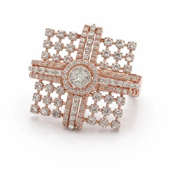 3.03 Carat Luxury Diamond Ring with Bold Cross Pattern