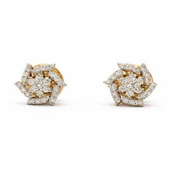 Designer Spiral Floral Diamond Stud Earrings
