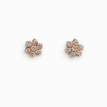Floral Diamond Cluster Rose Studs