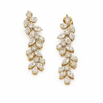 Elegant Marquise Diamond Leaf Drop Earrings