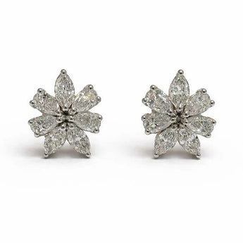 Marquise and Pear Diamond Flower Studs