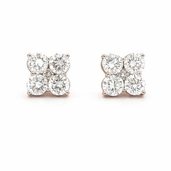Round Brilliant Diamond Cluster Stud Earrings