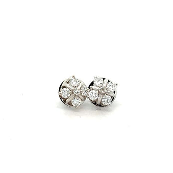 Diamond Floral Cluster Stud Earrings in White Gold