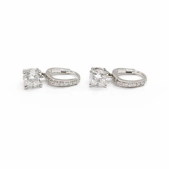 1.0 Carat Each Cushion Solitaire Drop Earrings