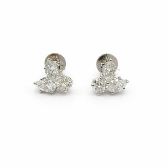 Diamond Cluster Stud Earrings in 18K White Gold
