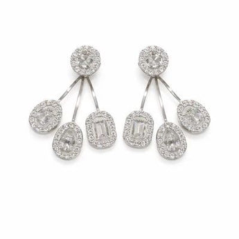 Multi-Shape Diamond Chandelier Earrings with Emerald & Round Cuts