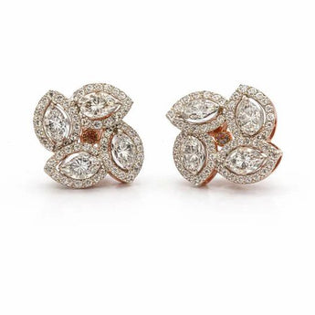 Elegant Floral Cluster Diamond Earrings