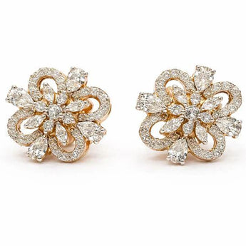 Floral Cluster Stud Earrings with Marquise Accents
