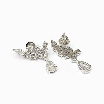 Diamond Pear Shape Drop Crawler Earrings 
