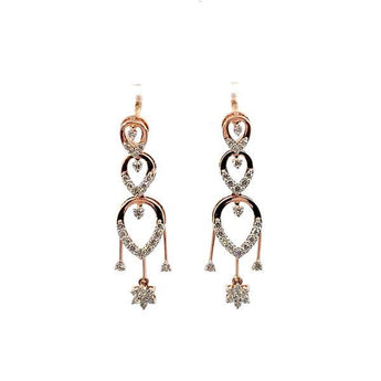 Elegant Rose Gold Teardrop Diamond Chandelier Earrings