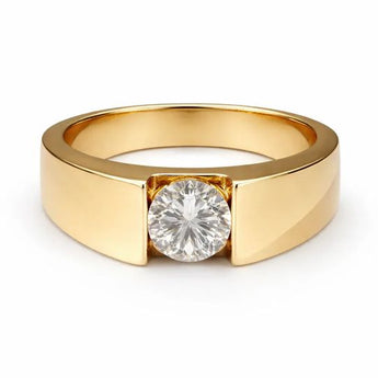 1.01 Carat Diamond Ring with Center-Set Gold Band