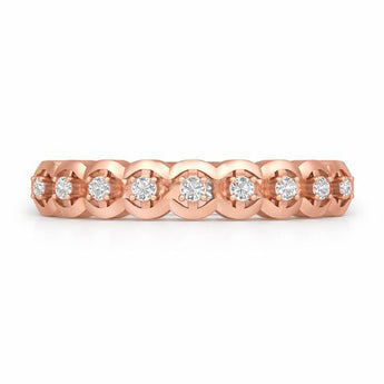 Rose Gold Diamond Stackable Ring with Circular Pave Frames