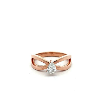 Rose Gold Pear Cut Diamond Solitaire Ring for Women