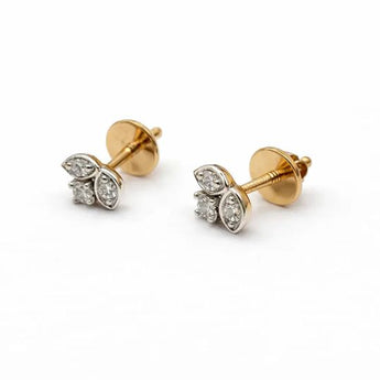 14K Dual-Tone Gold Floral Diamond Studs (0.30 Cts)