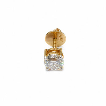 0.55 Carat Round Diamond Solitaire Single Stud Earring in Gold