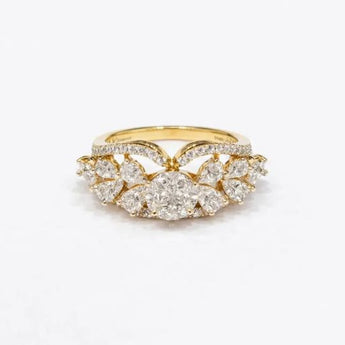 Magnificent 1.75ct Diamond Tiara Ring with Radiant Marquise Petals