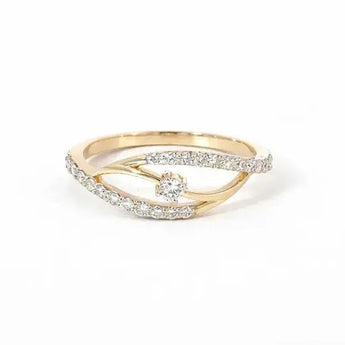 Modern Diamond Solitaire Bypass Ring featuring Ornate Pavé Bands