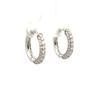 Rectangular Baguette and Round Diamond Cluster Halo Stud Earrings