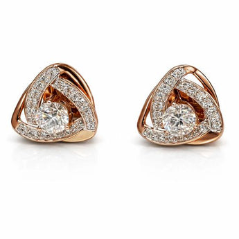 Sophisticated Triangle Geometric Diamond Studs in 14K Rose Gold