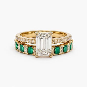 2.77 Carat Diamond Solitaire with Emerald & Diamond Eternity Band