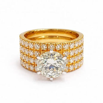 3.329 Carat Round Brilliant Diamond Multi-Row Statement Ring