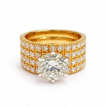 3.329 Carat Round Brilliant Diamond Multi-Row Statement Ring