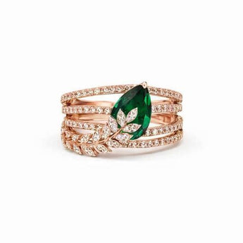 1.20 Carat Green Stone Diamond Cocktail Ring with Floral Accents