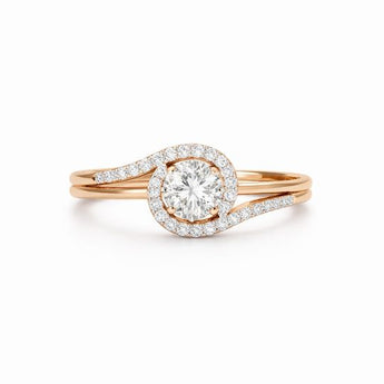 Classic Diamond Halo Ring in Yellow Gold for Women