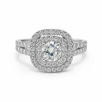 1.16 Carat Round Diamond Double Halo Engagement Ring