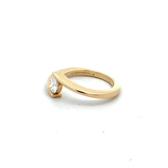 Yellow Gold Open Band Ring with Center Diamond