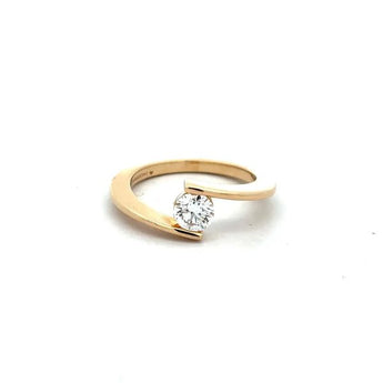 Yellow Gold Open Band Ring with Center Diamond