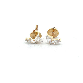Minimalist Marquise Diamond Butterfly Studs in Yellow Gold