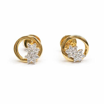 Minimalist Diamond Cluster Circle Open Frame Stud Earrings