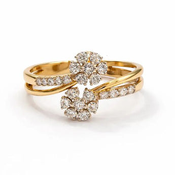 Rose Gold Double Floral Cluster Diamond Ring