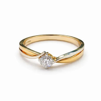 Two Tone Gold Solitaire Diamond Ring for Women
