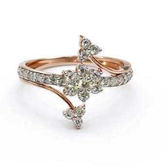 Rose Gold Pavé Set Diamond Flower Fashion Band