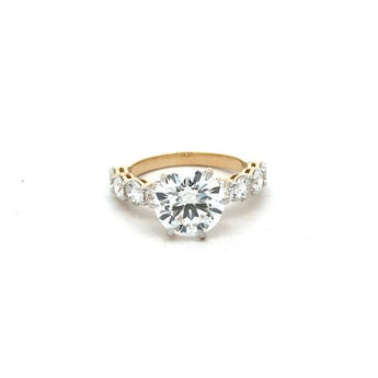 4.61 Diamond Large Solitaire Ring with Shimmering Side Stone Band