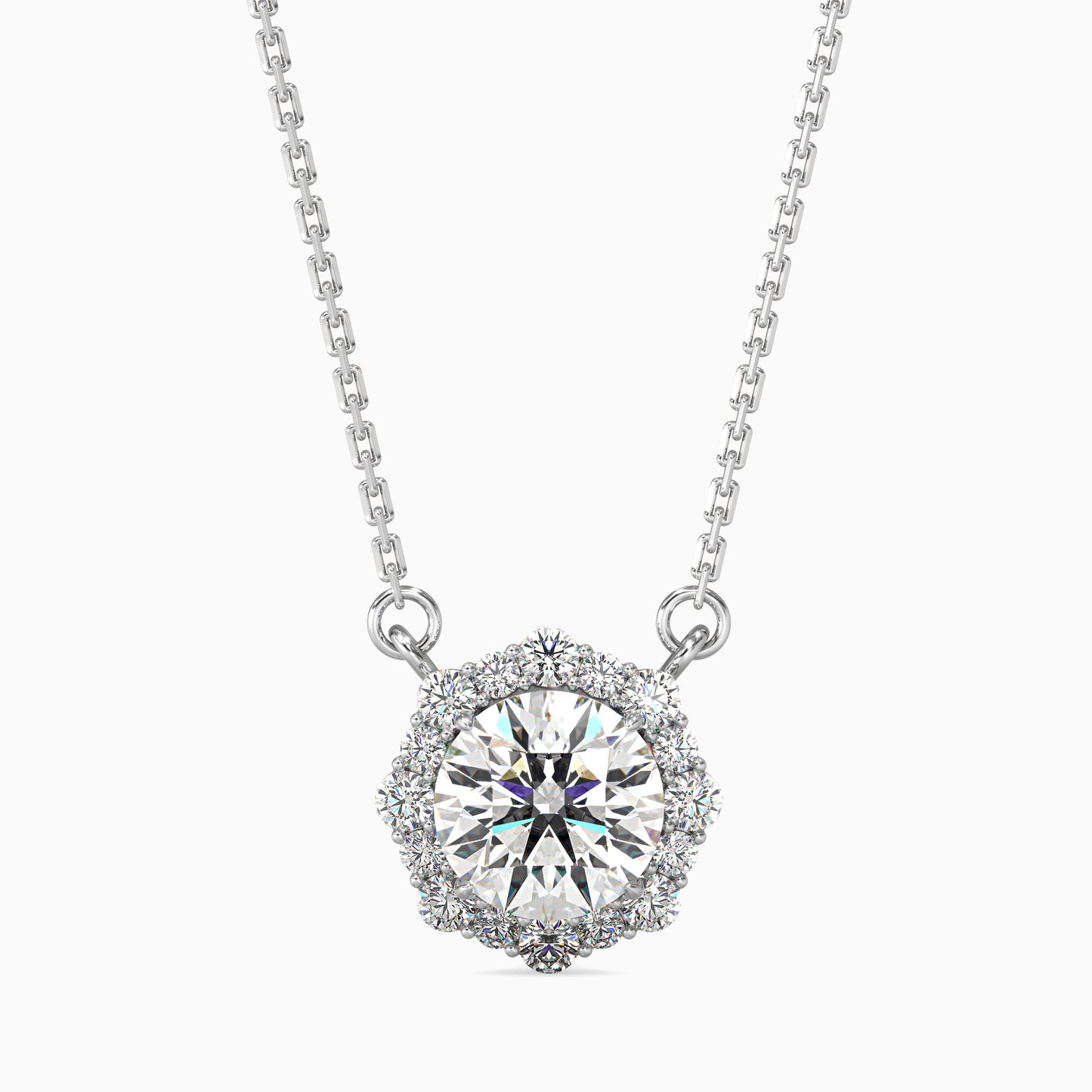 1.3 Carat Centre Solitaire Round Diamond Halo Pendant