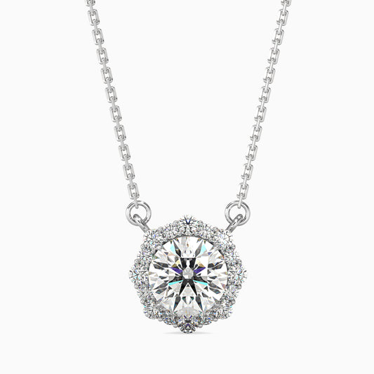 1.3 Carat Centre Solitaire Round Diamond Halo Pendant