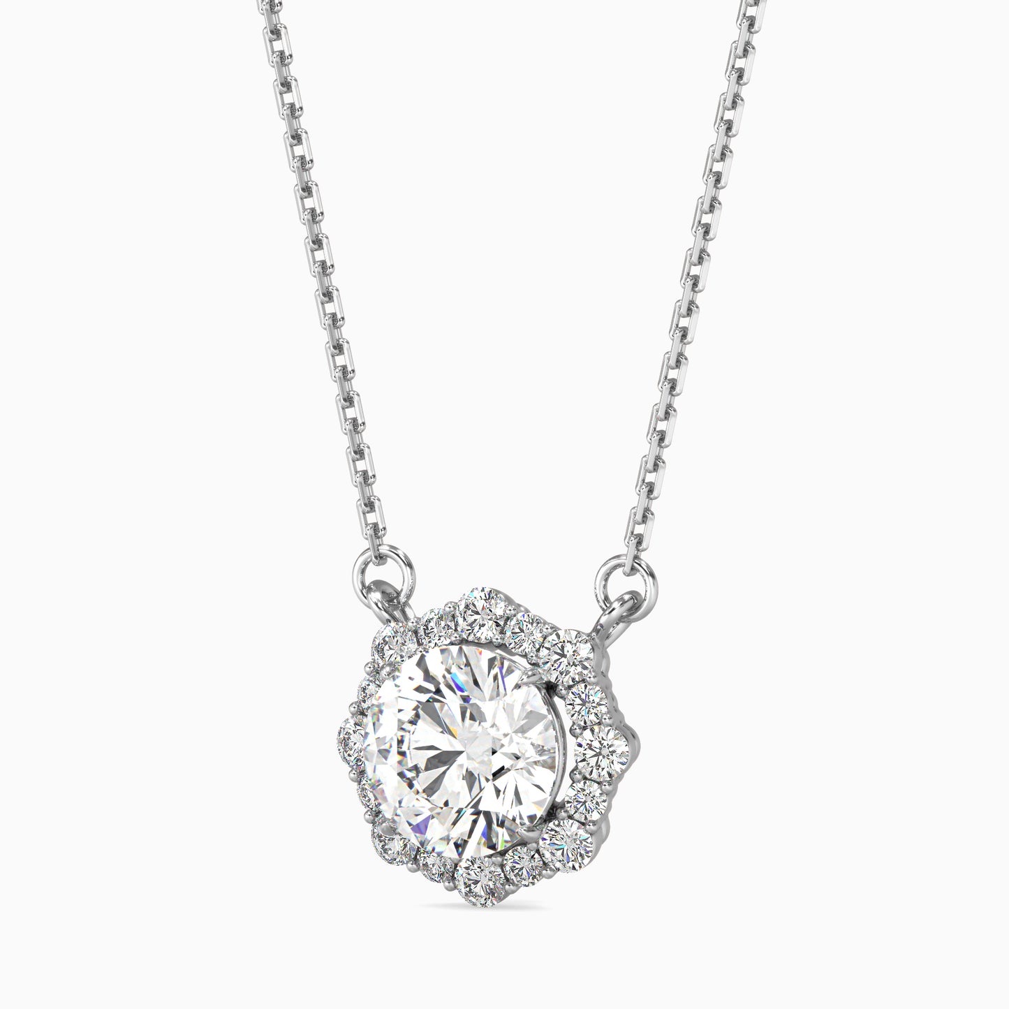 1.3 Carat Centre Solitaire Round Diamond Halo Pendant