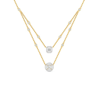 Dainty Layered Diamond Pendant with Chain Ivana Jewels