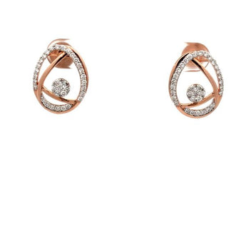 Rose Gold Open Frame Geometric Diamond Halo Stud Earrings