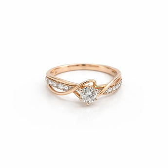 Twisted Band Diamond Ring with Center Stone