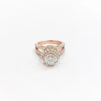 2.49 Carat Designer Diamond Ring with Halo Setting in Rose Gold